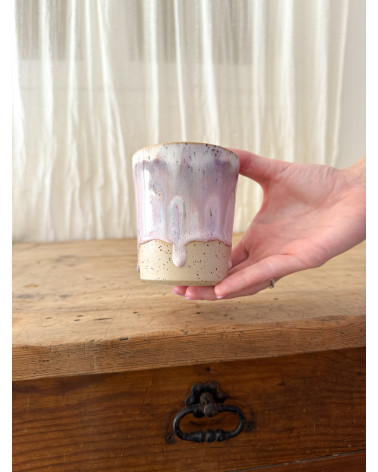 Handmade artisanal ceramic purple cup