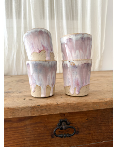 Handmade artisanal ceramic purple cup