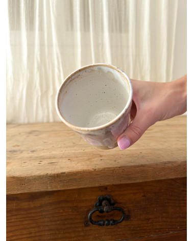 Handmade artisanal ceramic purple cup