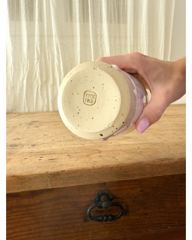 Handmade artisanal ceramic purple cup