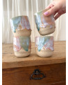 Mug Joy turquoise et rose artisanal en céramique fait main