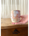 Mug Joy turquoise et rose artisanal en céramique fait main