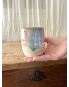 Mug Joy turquoise et rose artisanal en céramique fait main