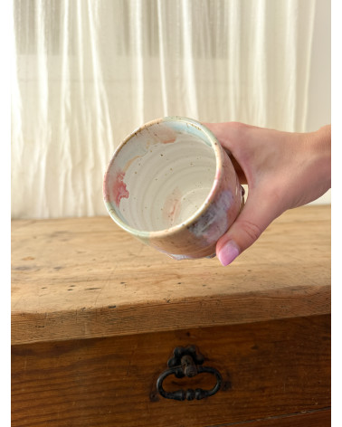 Handmade artisanal ceramic turquoise cup