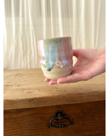 Handmade artisanal ceramic turquoise cup