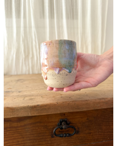 Handmade artisanal ceramic turquoise cup