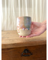 Mug Joy turquoise et rose artisanal en céramique fait main