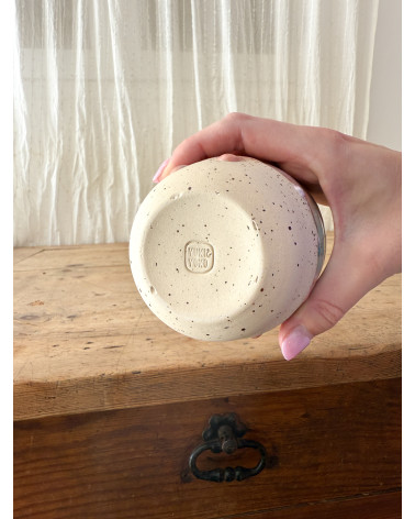 Handmade artisanal ceramic turquoise cup