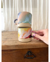 Handmade artisanal ceramic rainbow beach cup