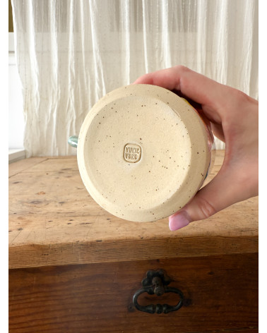 Handmade artisanal ceramic rainbow beach cup