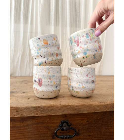 Handmade artisanal ceramic confetti cup
