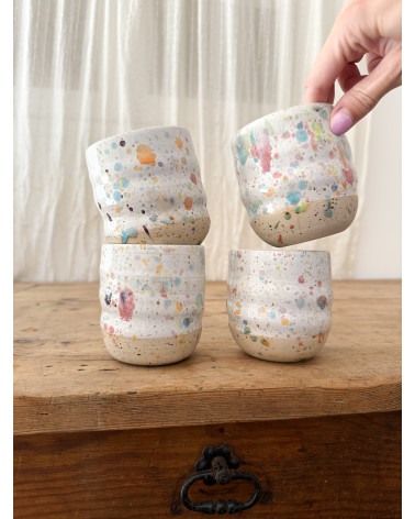 Handmade artisanal ceramic confetti cup