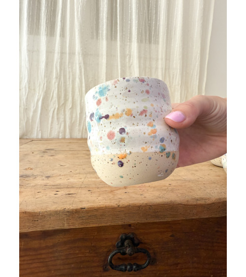 Handmade artisanal ceramic confetti cup