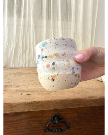 Handmade artisanal ceramic confetti cup
