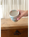 Mug Joy turquoise et rose artisanal en céramique fait main
