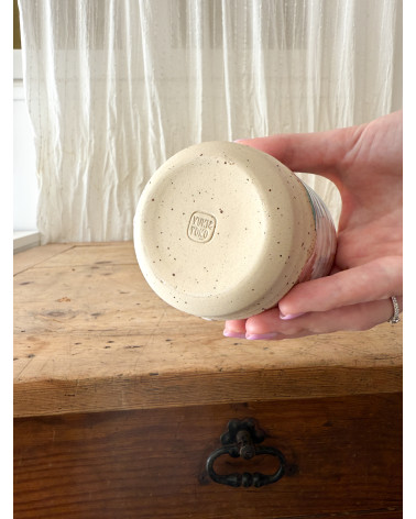 Mug Joy turquoise et rose artisanal en céramique fait main