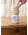 Handmade artisanal ceramic rainbow cup