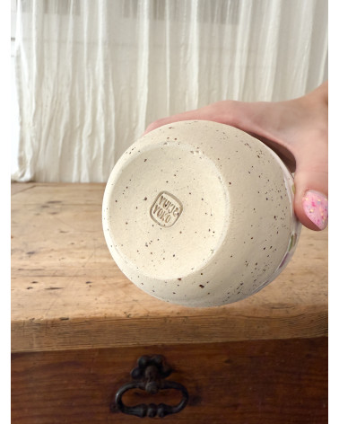 Handmade artisanal ceramic rainbow confetti cup