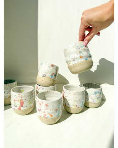 Mug Joy arc en ciel confetti artisanal en céramique fait main