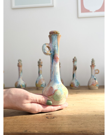 Handmade artisanal ceramic rainbow bud vase