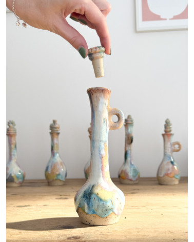 Handmade artisanal ceramic rainbow bud vase