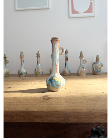 Handmade artisanal ceramic rainbow bud vase