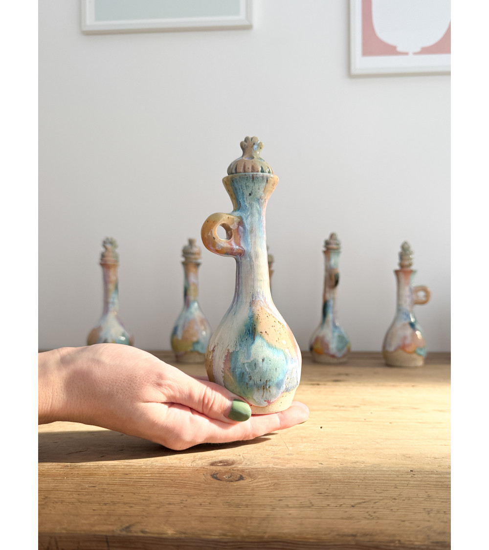 Handmade artisanal ceramic rainbow bud vase