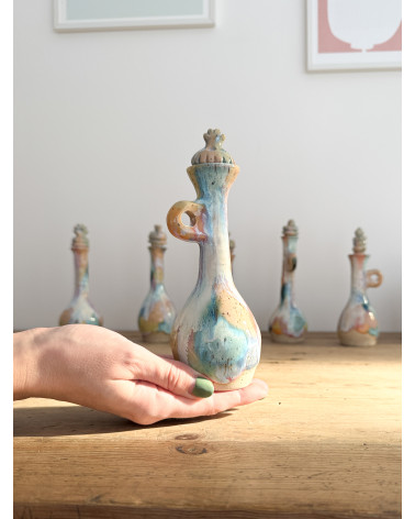 Handmade artisanal ceramic rainbow bud vase