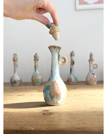 Handmade artisanal ceramic rainbow bud vase