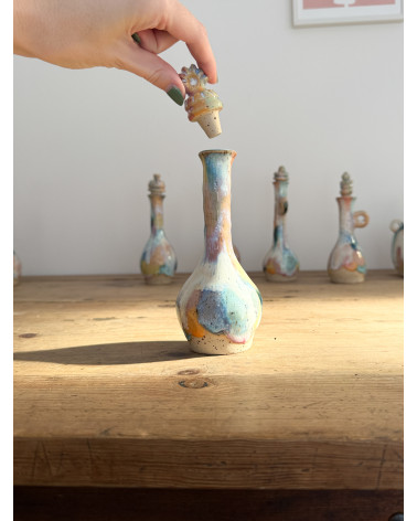 Handmade artisanal ceramic rainbow bud vase