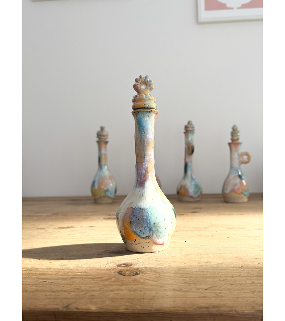 Handmade artisanal ceramic rainbow bud vase