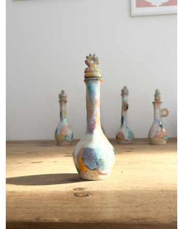 Handmade artisanal ceramic rainbow bud vase