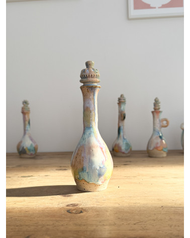 Handmade artisanal ceramic rainbow bud vase