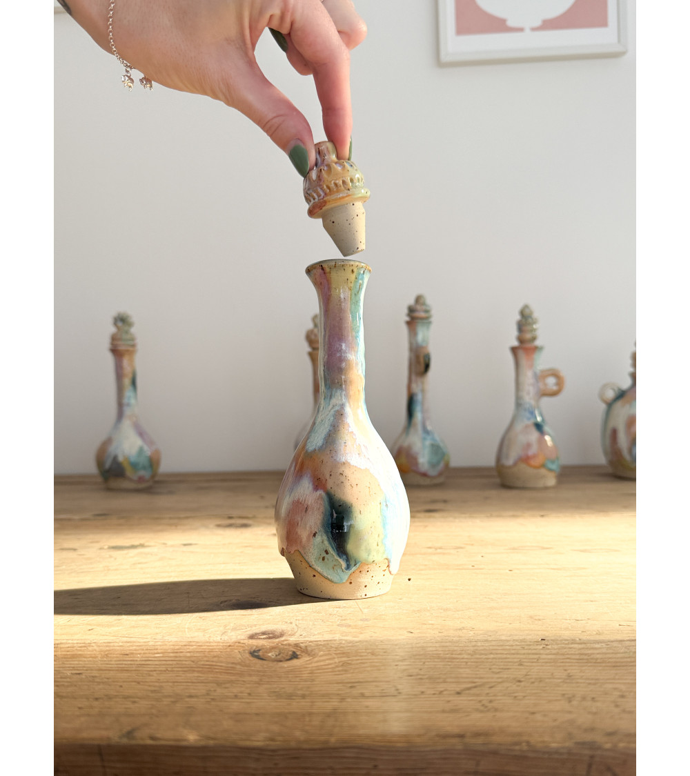 Handmade artisanal ceramic rainbow bud vase
