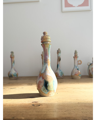 Handmade artisanal ceramic rainbow bud vase