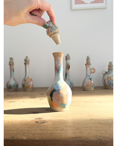 Handmade artisanal ceramic rainbow bud vase