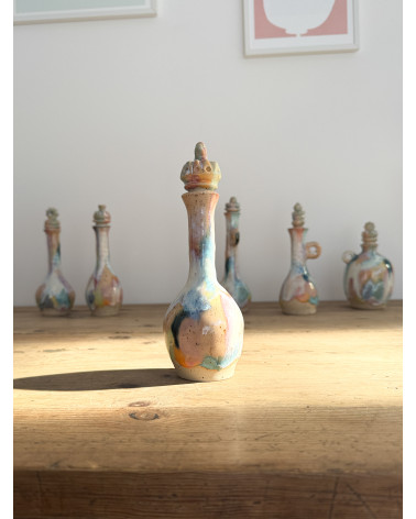 Handmade artisanal ceramic rainbow bud vase