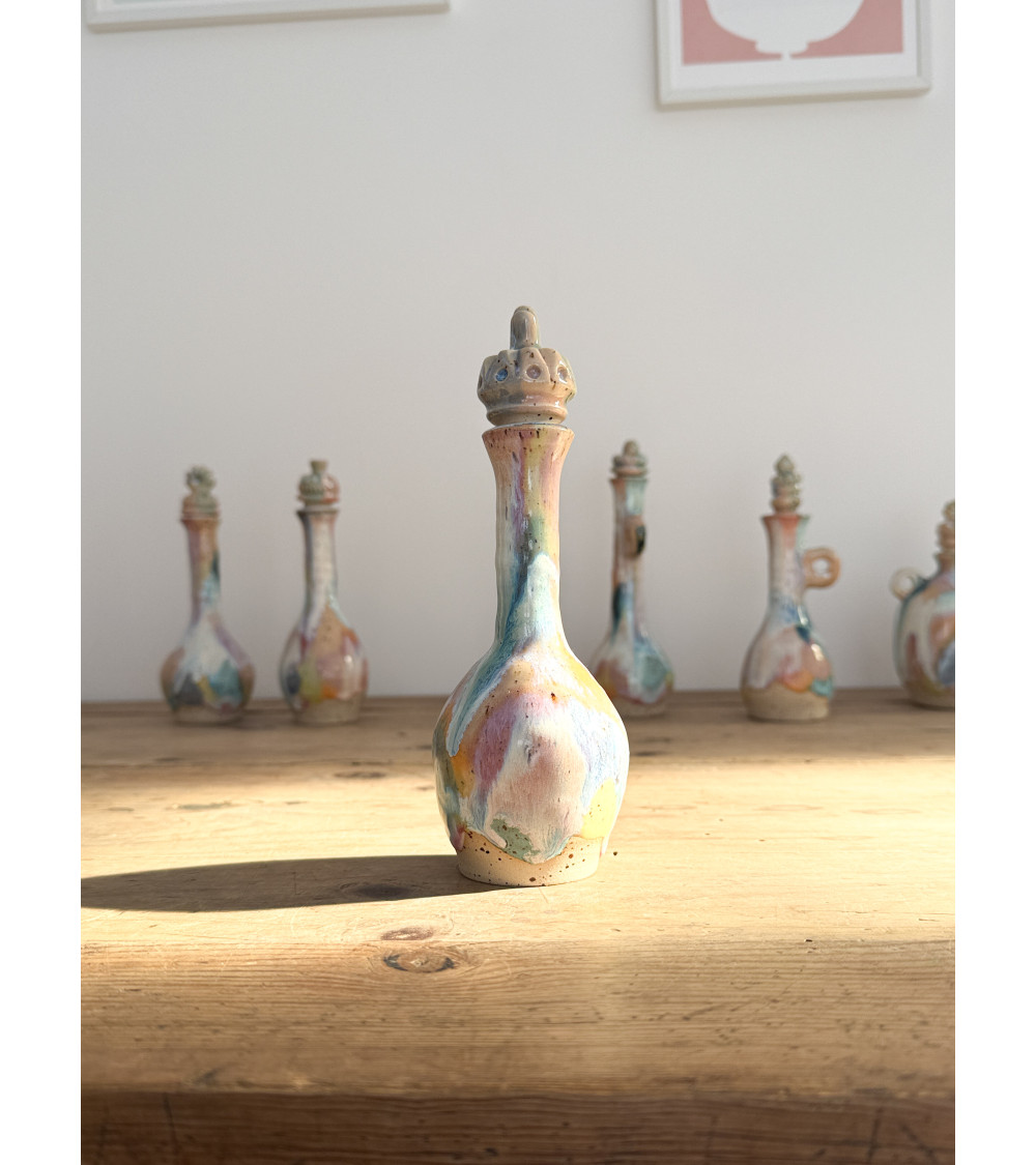 Handmade artisanal ceramic rainbow bud vase