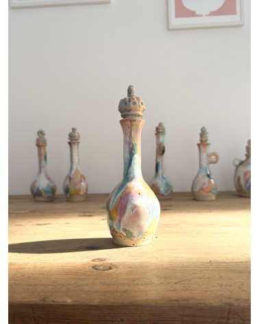 Handmade artisanal ceramic rainbow bud vase