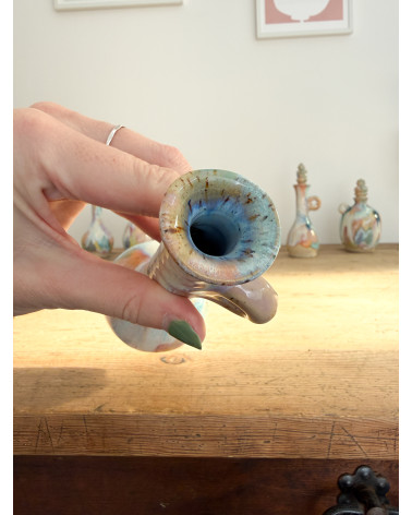 Handmade artisanal ceramic rainbow bud vase