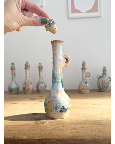 Handmade artisanal ceramic rainbow bud vase
