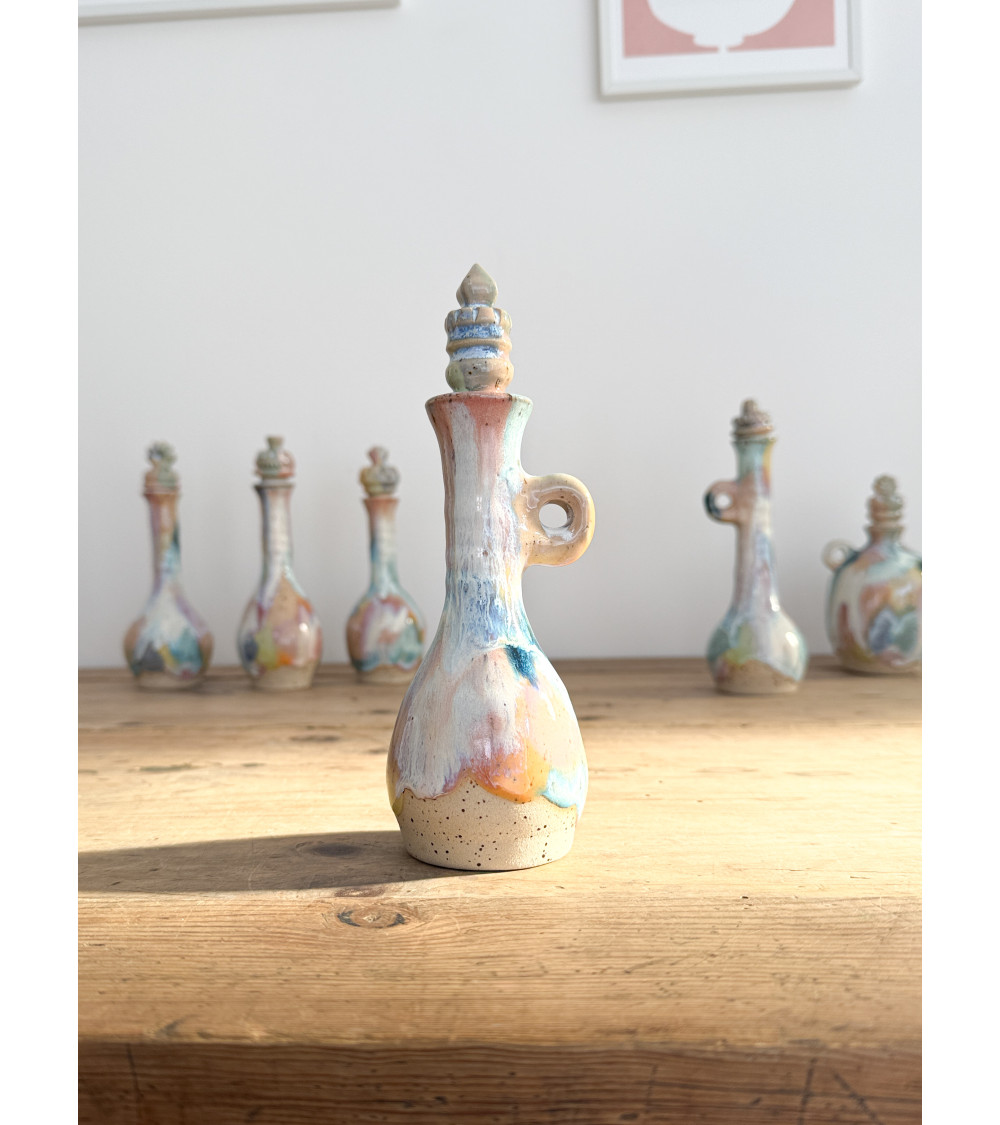 Handmade artisanal ceramic rainbow bud vase