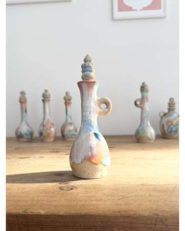 Handmade artisanal ceramic rainbow bud vase