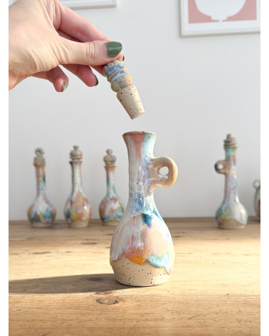 Handmade artisanal ceramic rainbow bud vase