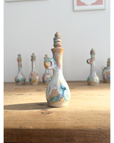 Handmade artisanal ceramic rainbow bud vase