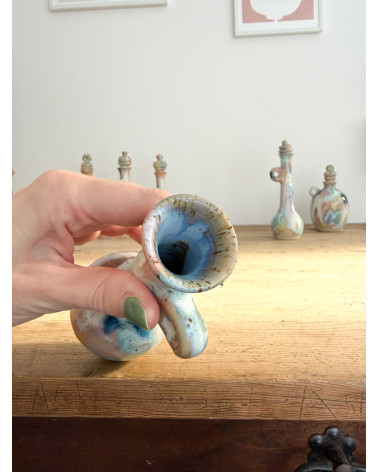 Handmade artisanal ceramic rainbow bud vase