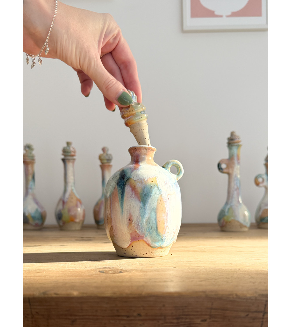 Handmade artisanal ceramic rainbow bud vase