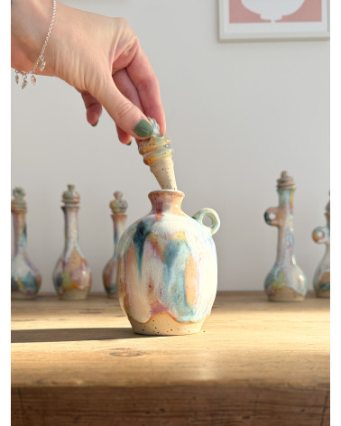 Handmade artisanal ceramic rainbow bud vase