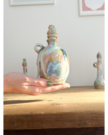 Flacon soliflore arc en ciel artisanal en céramique fait main