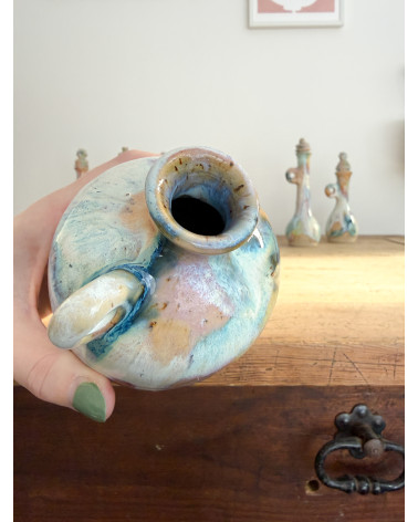Handmade artisanal ceramic rainbow bud vase